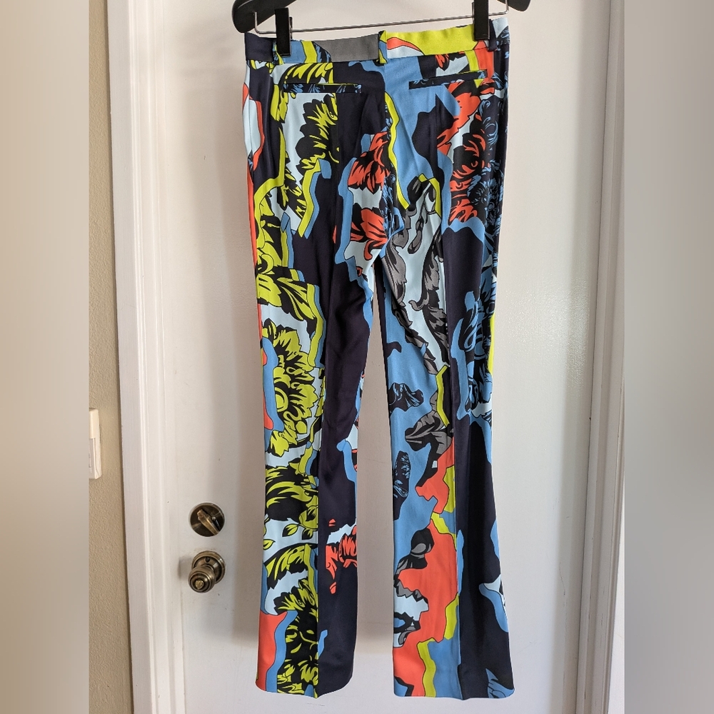 Versace Multicolor Patterned Wide Leg Zipper Silk… - image 5